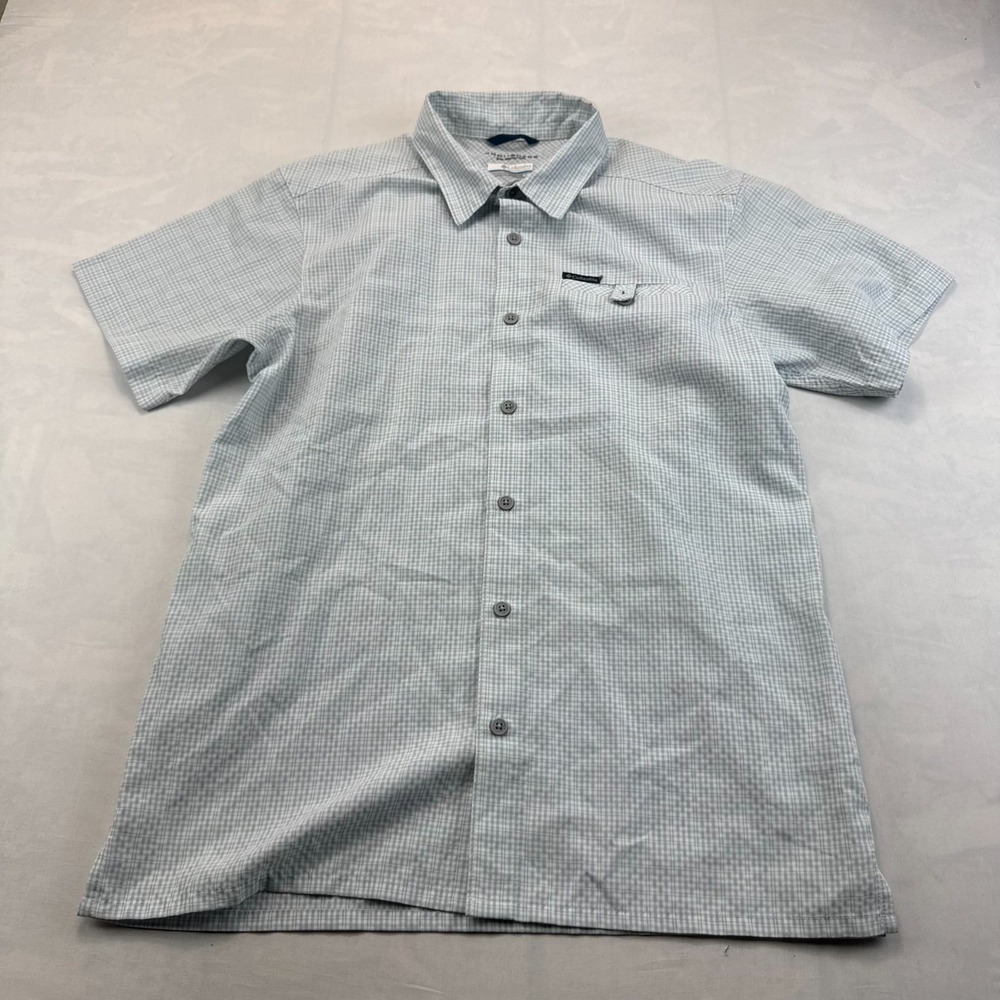Columbia Shirt Mens Medium Gray Plaid Omni-Shade Sun Protection Collar Button Up